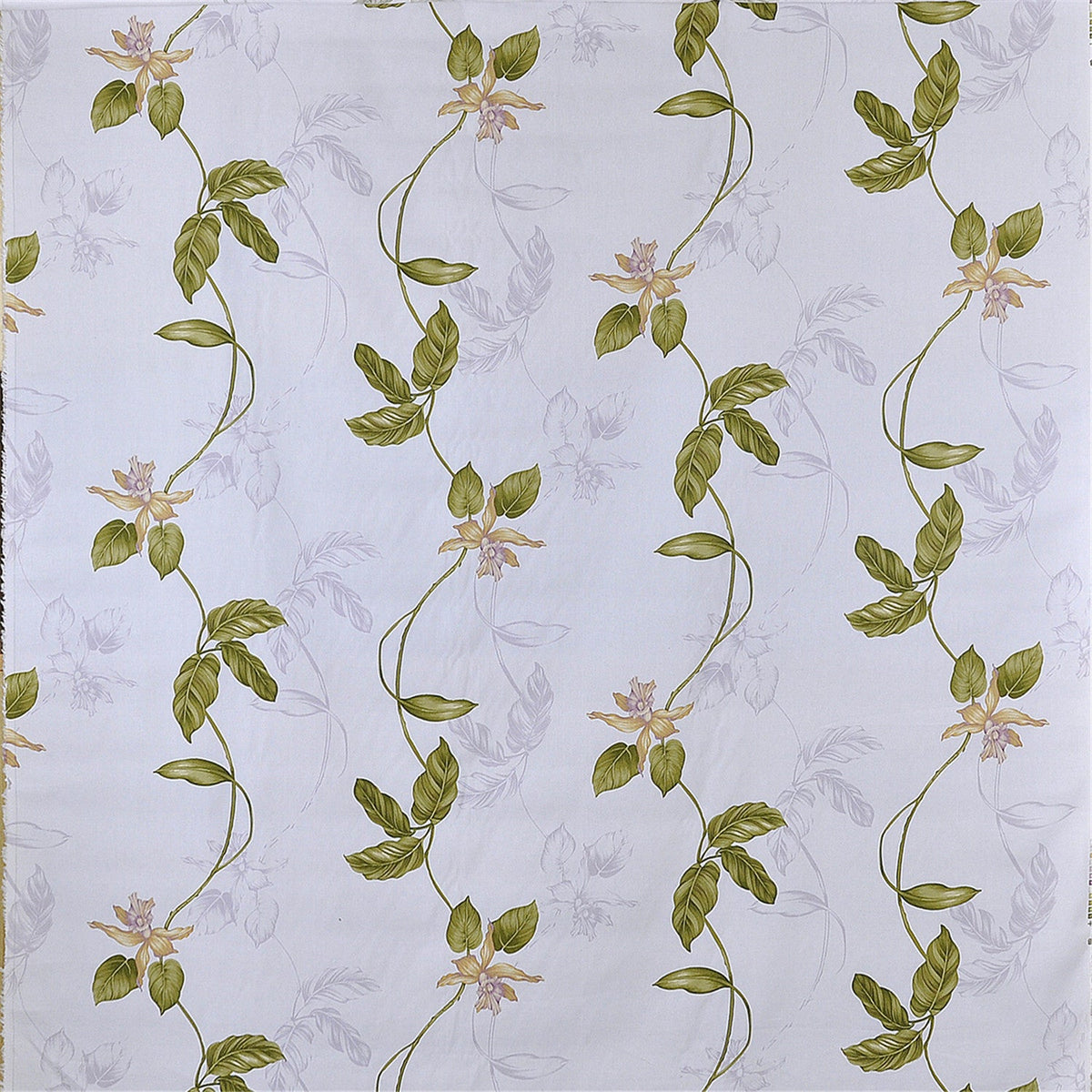 Elegant Trailing Vine & Orchid Floral Fabric