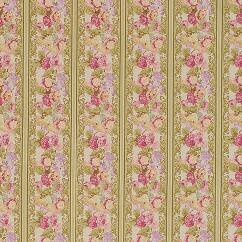 Victorian Rose Stripe Fabric - Elegant Floral Upholstery & Drapery Material
