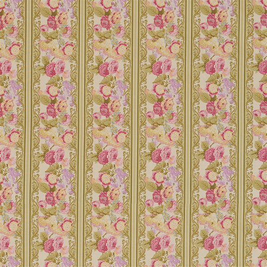 Victorian Rose Stripe Fabric - Elegant Floral Upholstery & Drapery Material