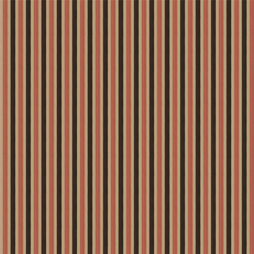Classic Vertical Stripe Fabric - Terracotta, Espresso & Beige