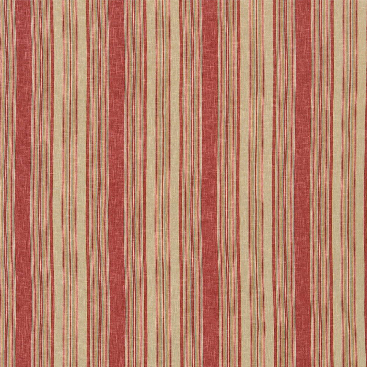 Classic Red & Cream Stripe Linen-Blend Fabric - Traditional Ticking Upholstery & Drapery Material