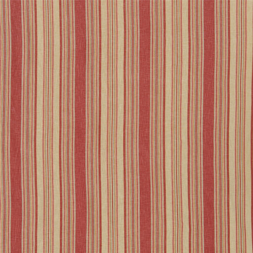 Classic Red & Cream Stripe Linen-Blend Fabric - Traditional Ticking Upholstery & Drapery Material