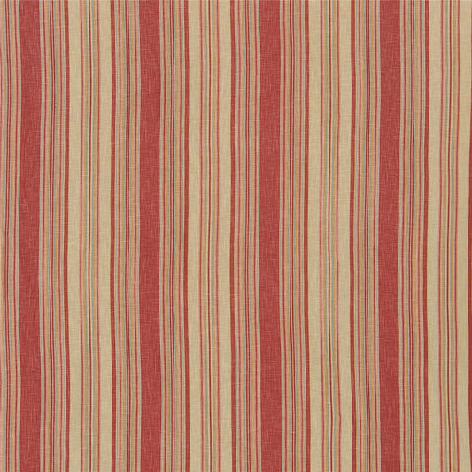 Classic Red & Cream Stripe Linen-Blend Fabric - Traditional Ticking Upholstery & Drapery Material