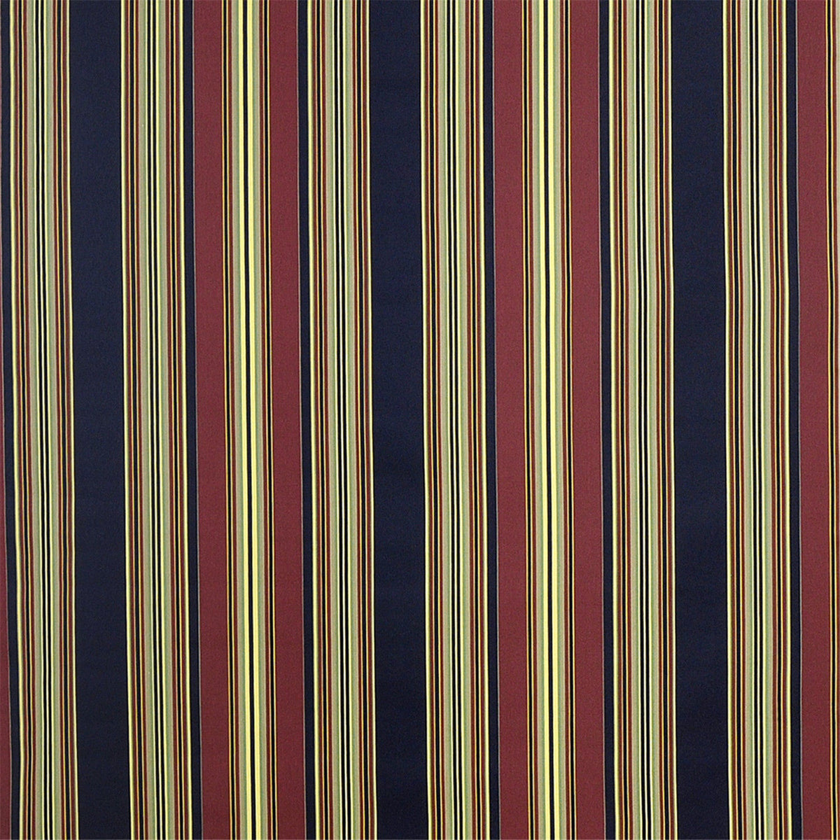 Regal Multi-Stripe Fabric: Deep Navy, Wine Red, and Gold Line Pattern