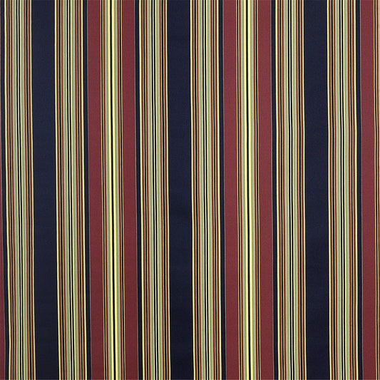 Regal Multi-Stripe Fabric: Deep Navy, Wine Red, and Gold Line Pattern