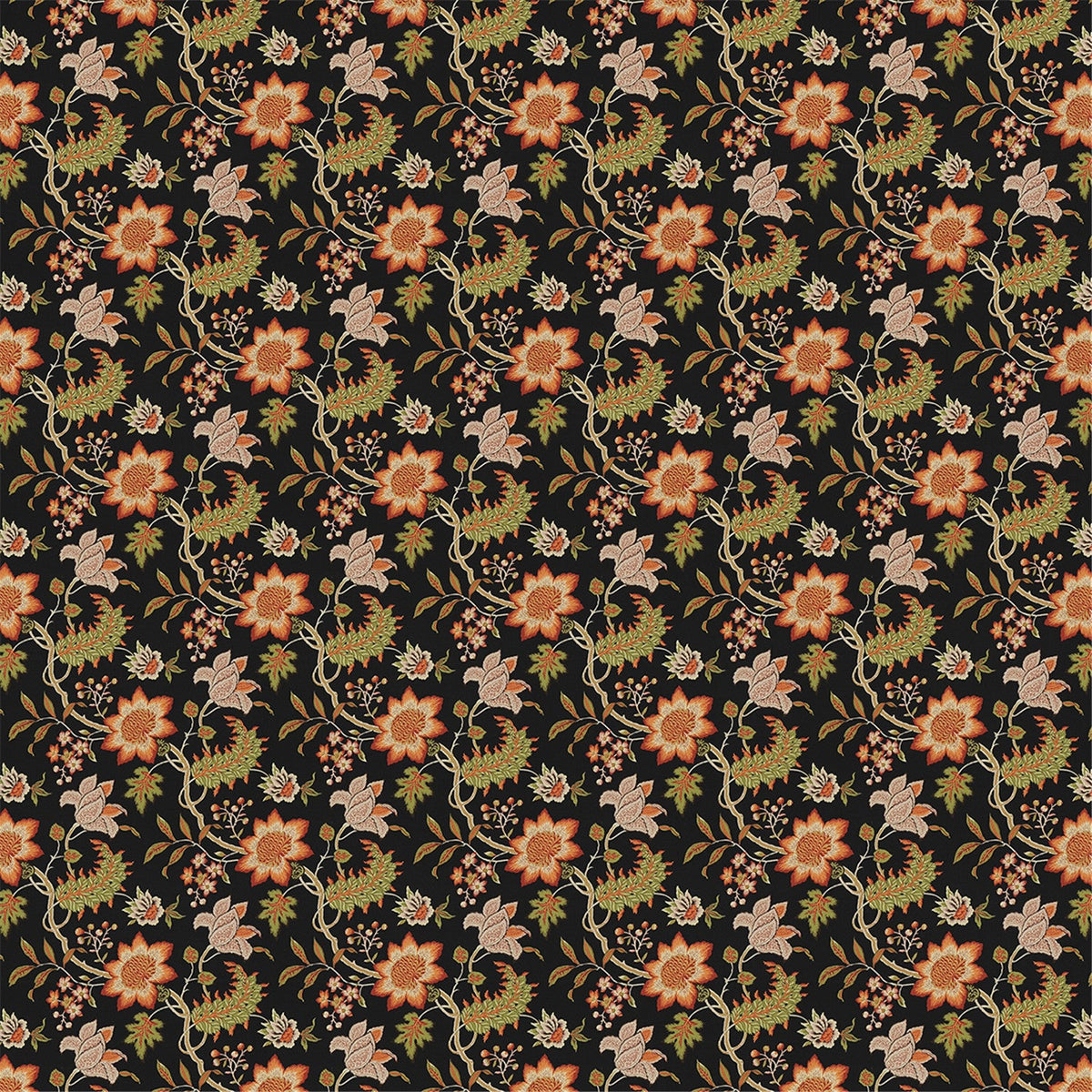 Vintage Floral Paisley Print Cotton Fabric, Dark Ground Traditional Boho Material for Sewing & Upholstery