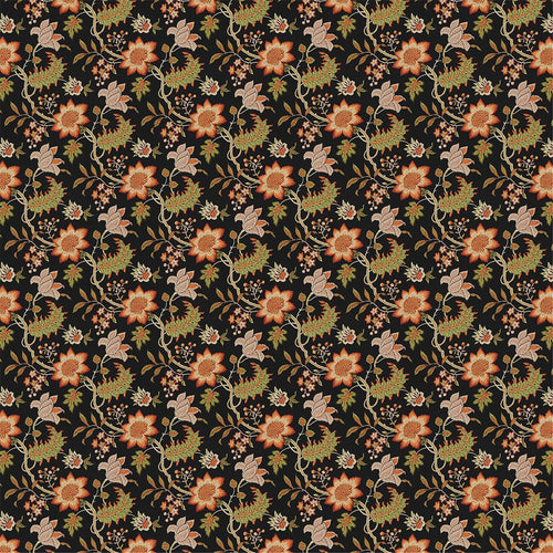 Vintage Floral Paisley Print Cotton Fabric, Dark Ground Traditional Boho Material for Sewing & Upholstery