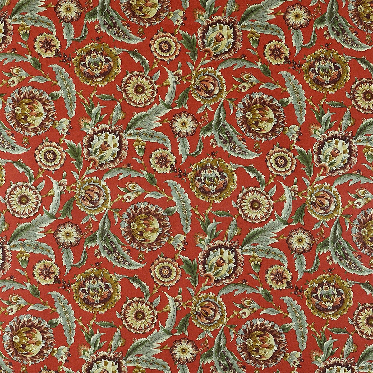 Classic English Heritage Floral Print Fabric in Rust & Gold Tones for Home Decor