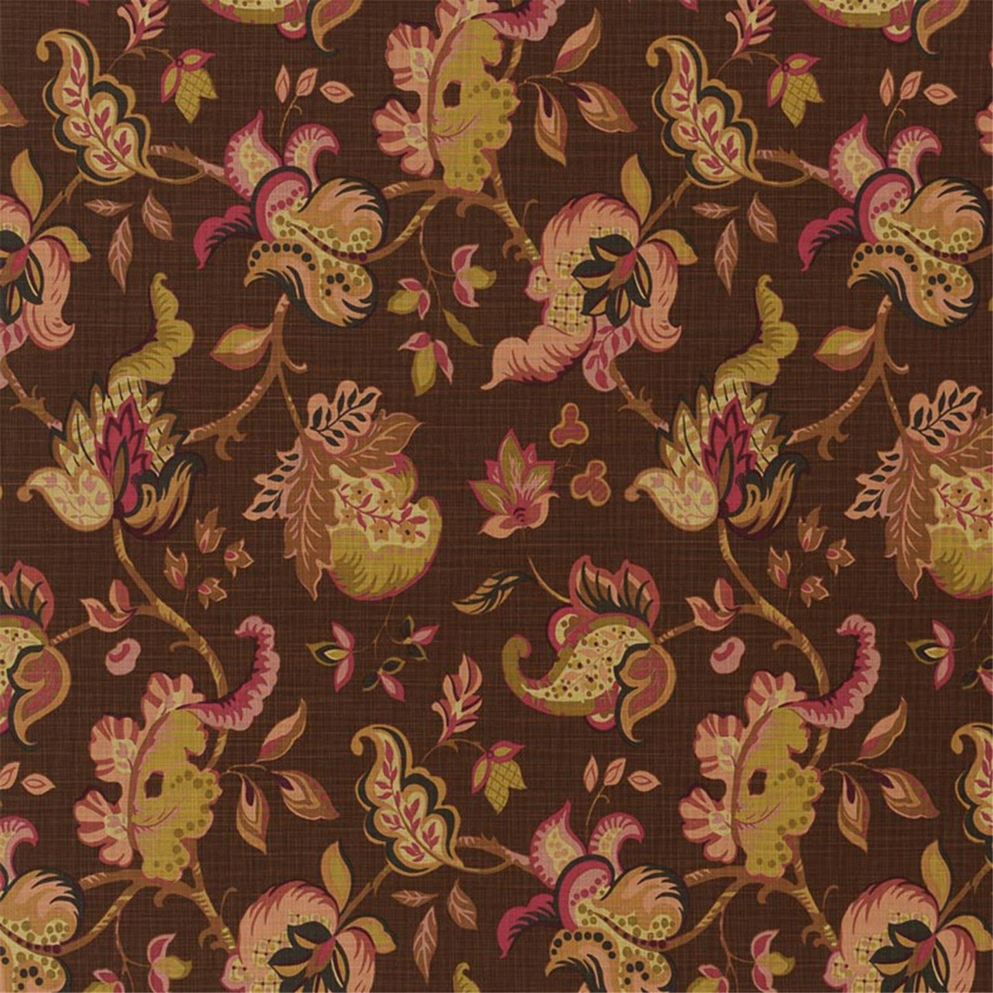 Lush Indienne Floral Paisley Fabric in Deep Brown