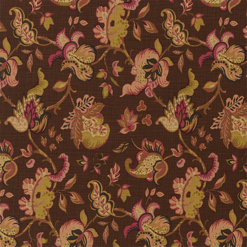 Lush Indienne Floral Paisley Fabric in Deep Brown