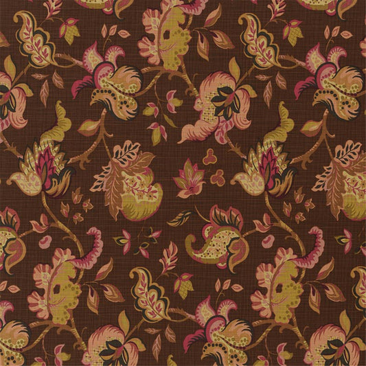 Lush Indienne Floral Paisley Fabric in Deep Brown