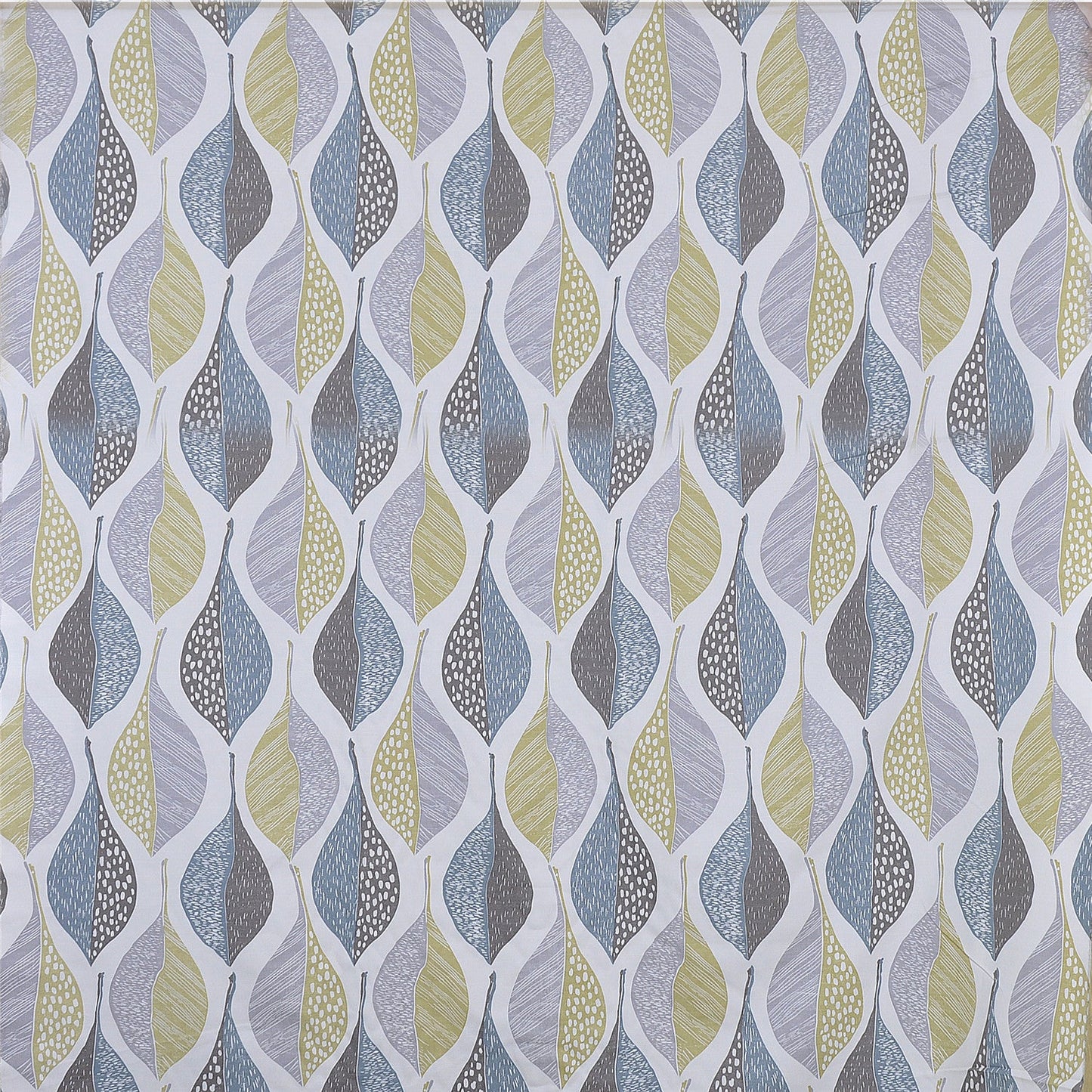 Mid-Century Modern Leaf Print Fabric - Blue, Grey, & Chartreuse Upholstery / Curtains