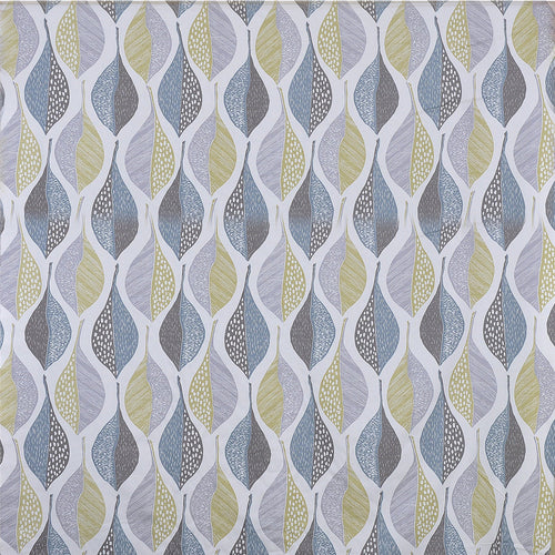 Mid-Century Modern Leaf Print Fabric - Blue, Grey, & Chartreuse Upholstery / Curtains
