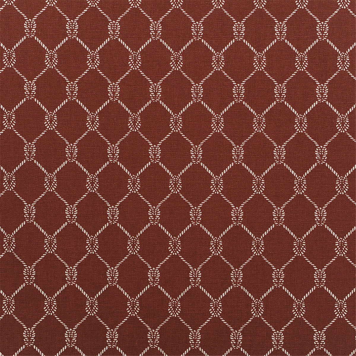 Nautical Rope Knot Lattice Pattern Fabric in Rich Terracotta Red