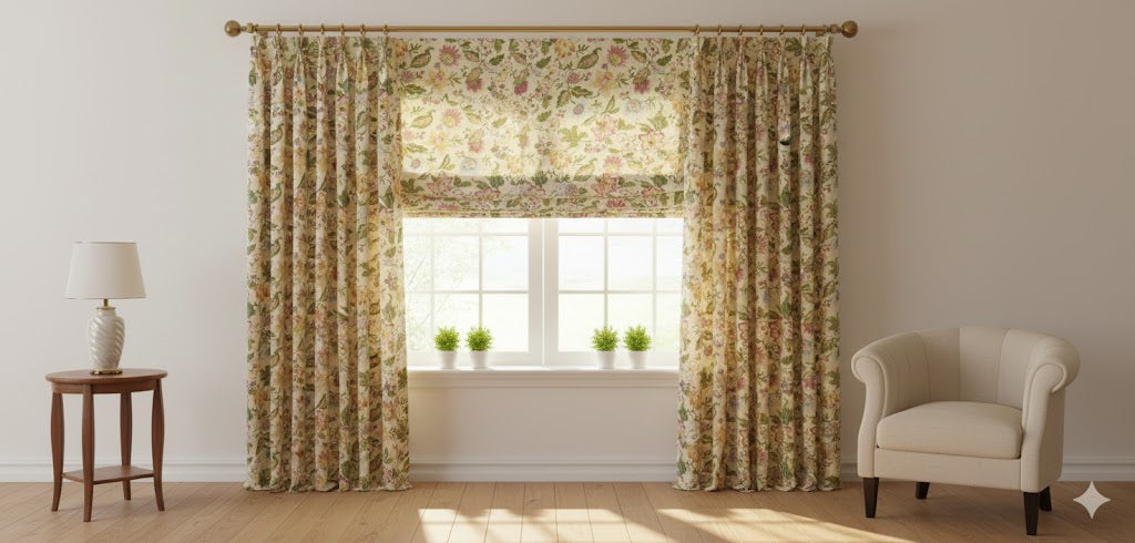 Heirloom Chinoiserie Floral Curtains - Vintage Grand Bloom Print Light Filtering Drapes