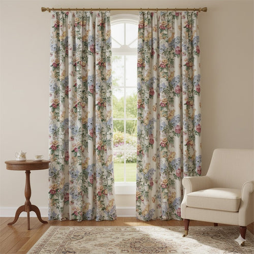Vintage English Rose & Lilac Floral Blackout Curtains