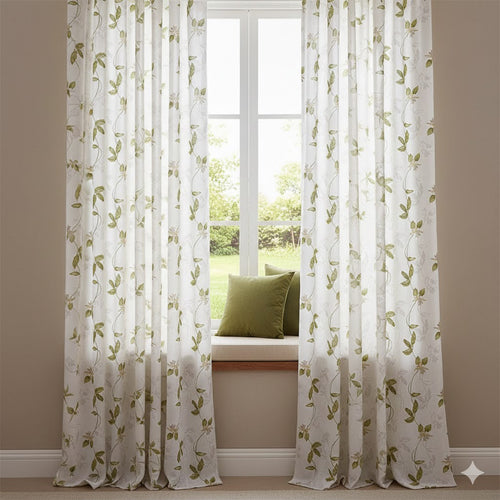 Elegant Trailing Vine & Orchid Floral Print Curtains