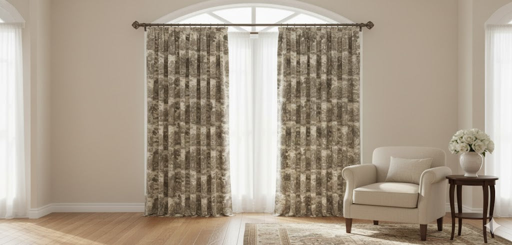 Sepia Toile de Jouy Drapes - Custom Neoclassical Ruins Curtains