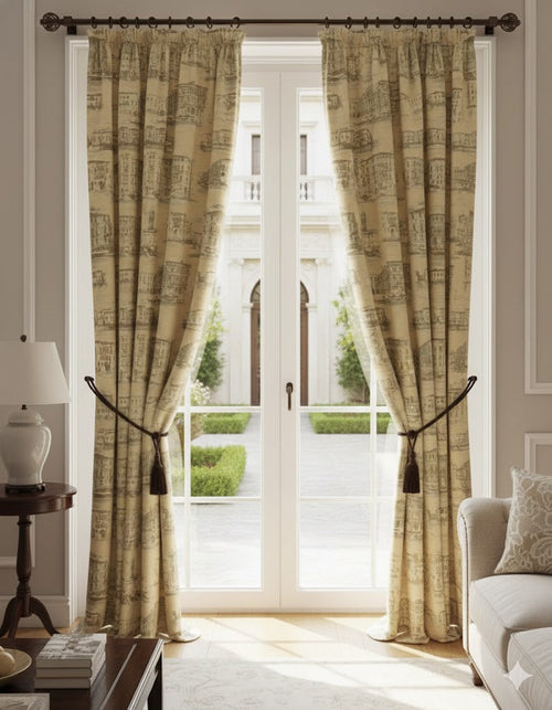 Luxury Venetian Toile Curtain Panels | Sepia Sketch Grand Canal Drapery