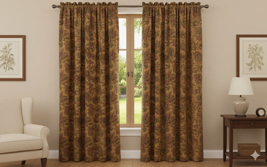 Autumnal Heritage Paisley Room Darkening Curtain Panel