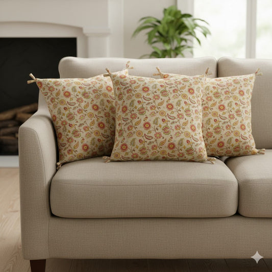 Cottagecore Floral Paisley Throw Pillow Cover | Vintage Chintz Print Cushion in Rust & Sage Muted Tones | Farmhouse Decor Accent