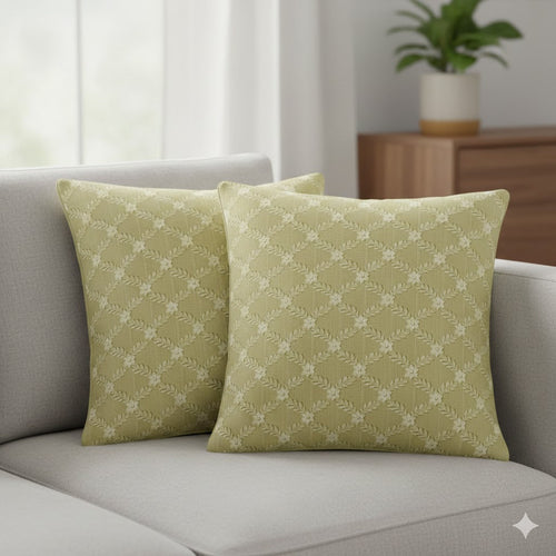 Sage Green Trellis Pattern Throw Pillow Cover - Classic Floral and Laurel Decorative Cushion