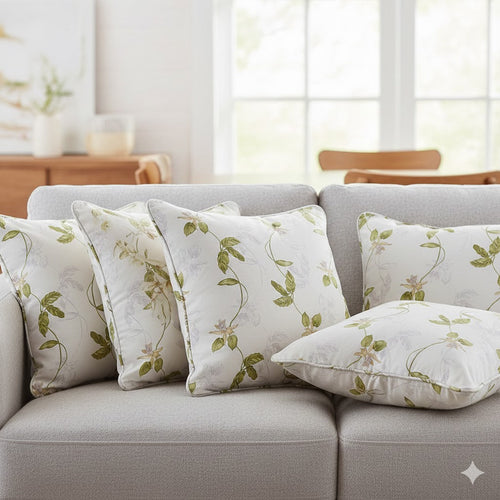 Elegant Trailing Vine & Orchid Floral Throw Pillow Cover