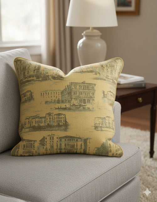 Venetian Grand Canal Toile Throw Pillow | European Sketch Accent Cushion