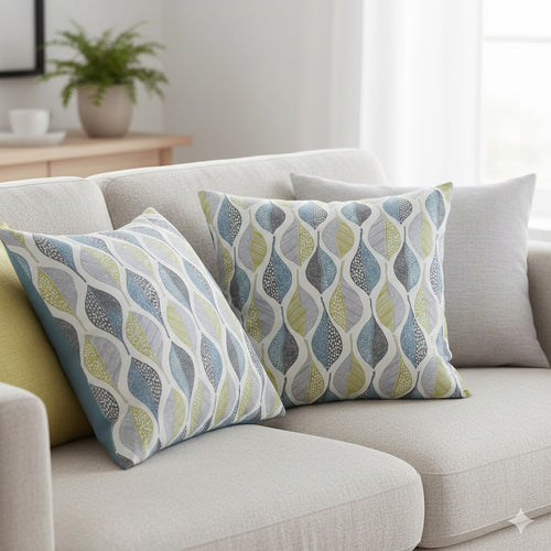 Mid-Century Modern Leaf Print Throw Pillow - Decorative Cushion Cover with Abstract Design