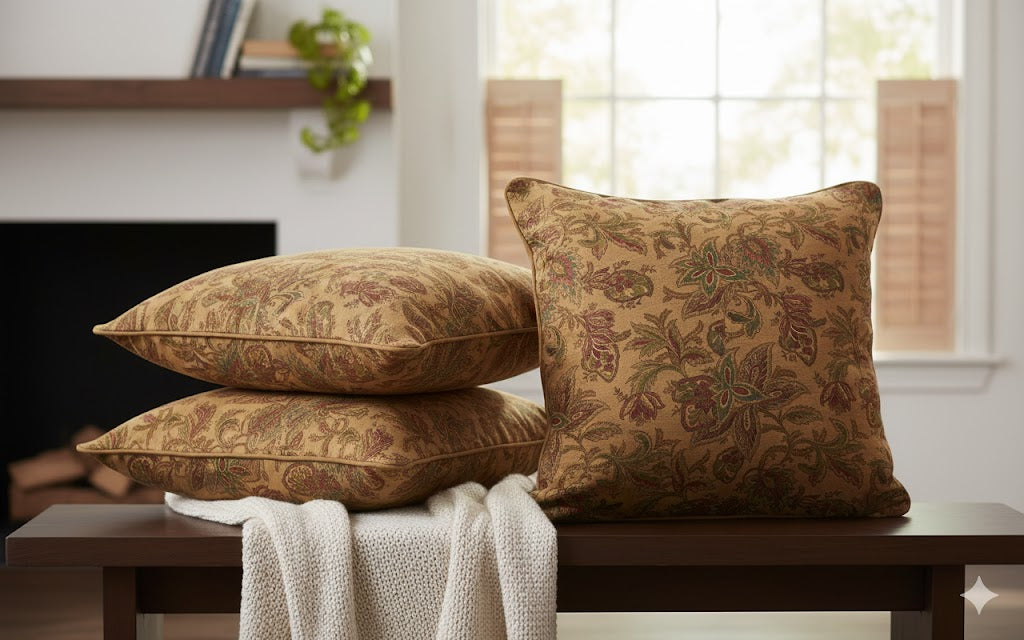 Elegant Paisley Throw Pillow: Heritage Paisley Decor Pillow - Autumnal Tones
